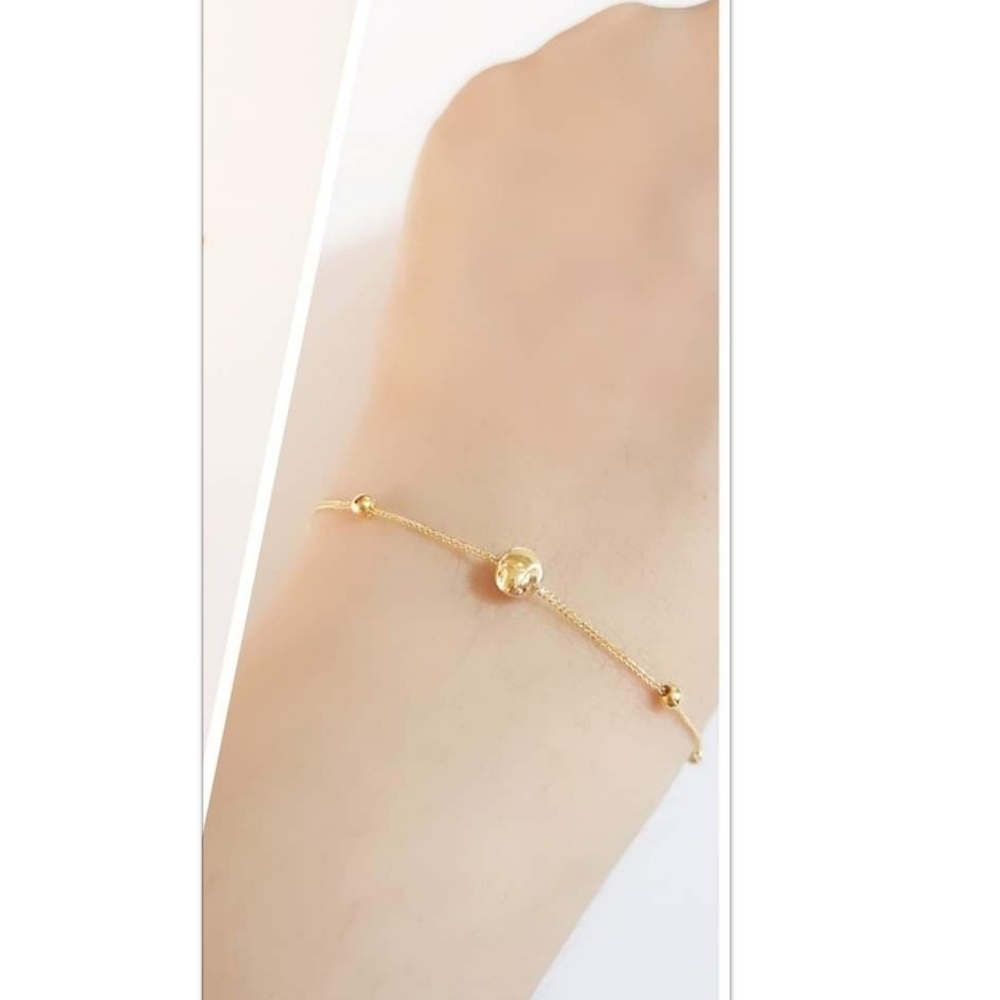 Authentic Real 18k Solid Yellow Gold Tiger Eye Center Bracelet